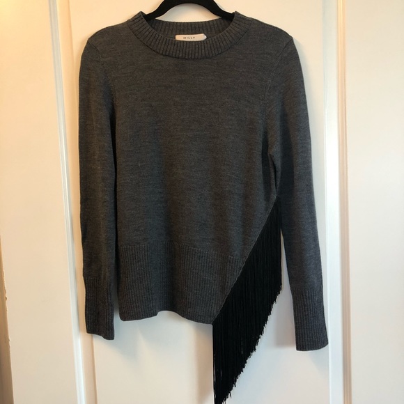 MILLY Asymmetrical Fringe Sweater - Picture 2 of 3